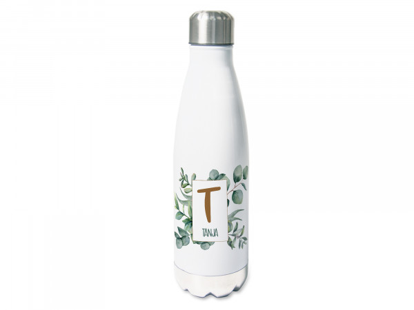 Thermosflasche mit Namen, Eukalyptus mit Buchstaben