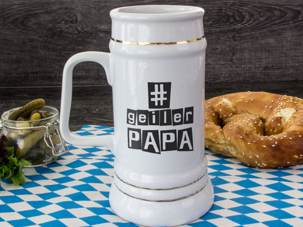 Bierkrug - Geiler Papa, Hashtag