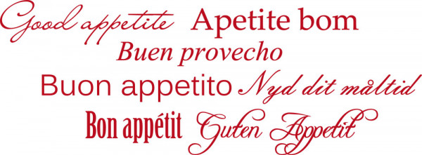 Wandtattoo Schlagworte Guten Appetit, Good appetite, Apetite bom