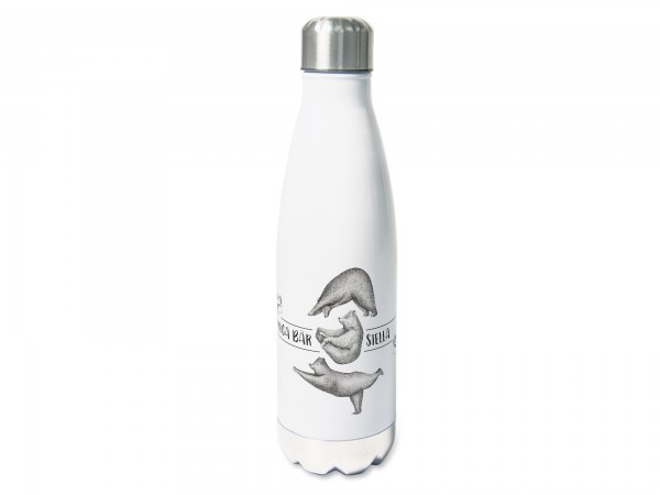 Trinkflasche personalisiert, Yoga Bär mit Namen