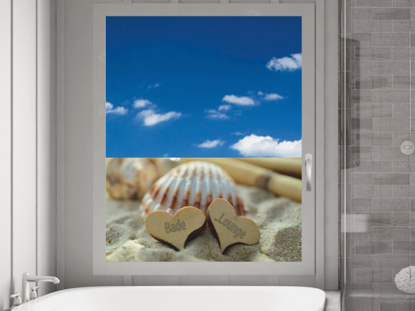 Sichtschutzfolie Bade Lounge Herzen Muschel | Badezimmer