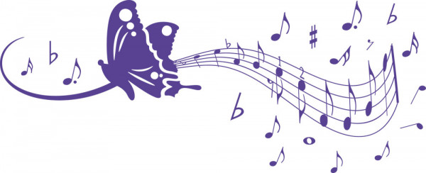 Wandtattoo Schmetterling mit Musik-Noten-Schweif