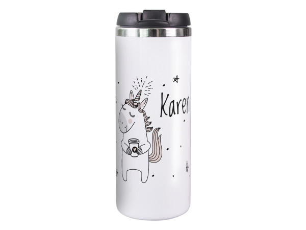 Thermobecher Kaffeebecher Wunschname Einhorn, Coffee to go Becher, Geschenk für sie