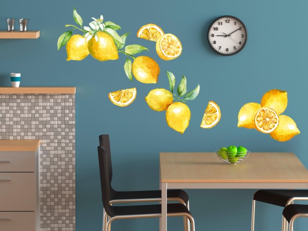 Wandsticker Küche Citrusfrüchte Zitronen mediterran