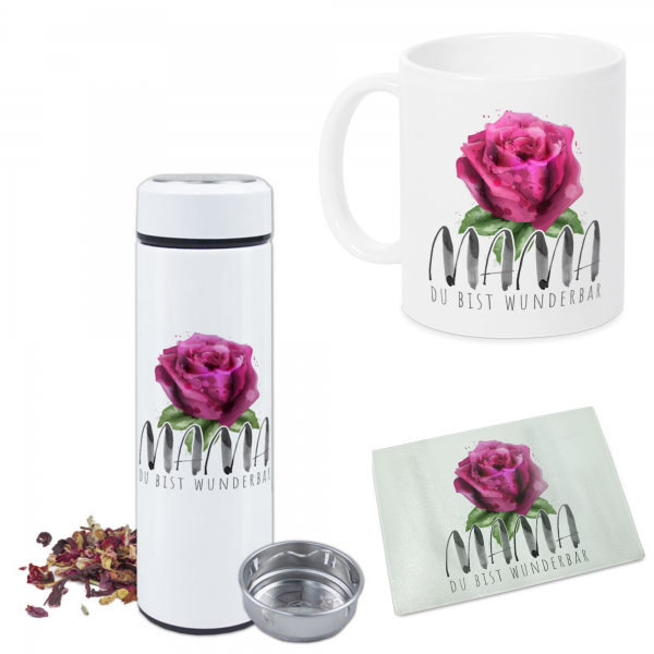 Geschenk Mama Du bist wunderbar mit Rose