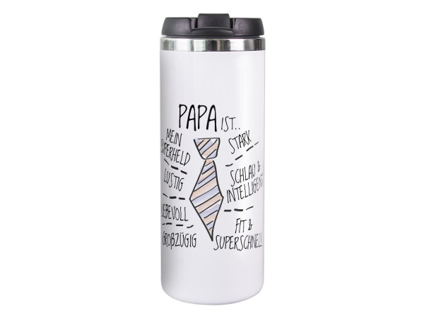 Thermobecher weiß Papa ist, Geschenk für Papa, Coffee to go Becher, Isolierter Thermo-Tasse, Weihnachten Geburtstag Vattertag