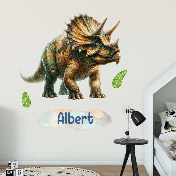 Dinosaurier Triceratops Wandtattoo Dino mit Namen