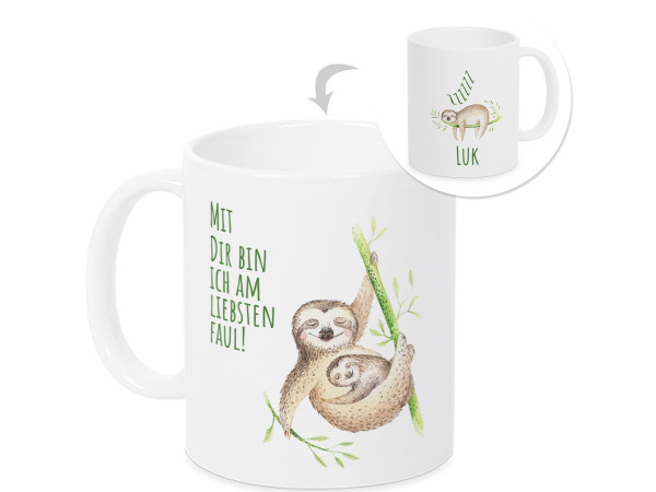 Tasse mit Faultieren Namenstasse zur Geburt