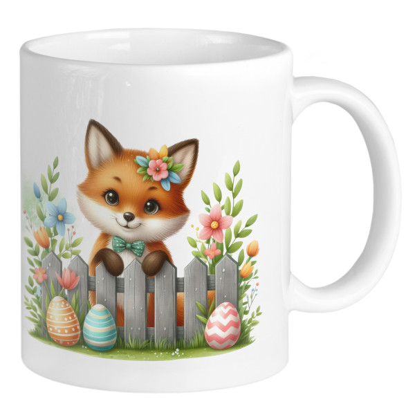 Personalisierte Ostertasse mit Name und Fuchs