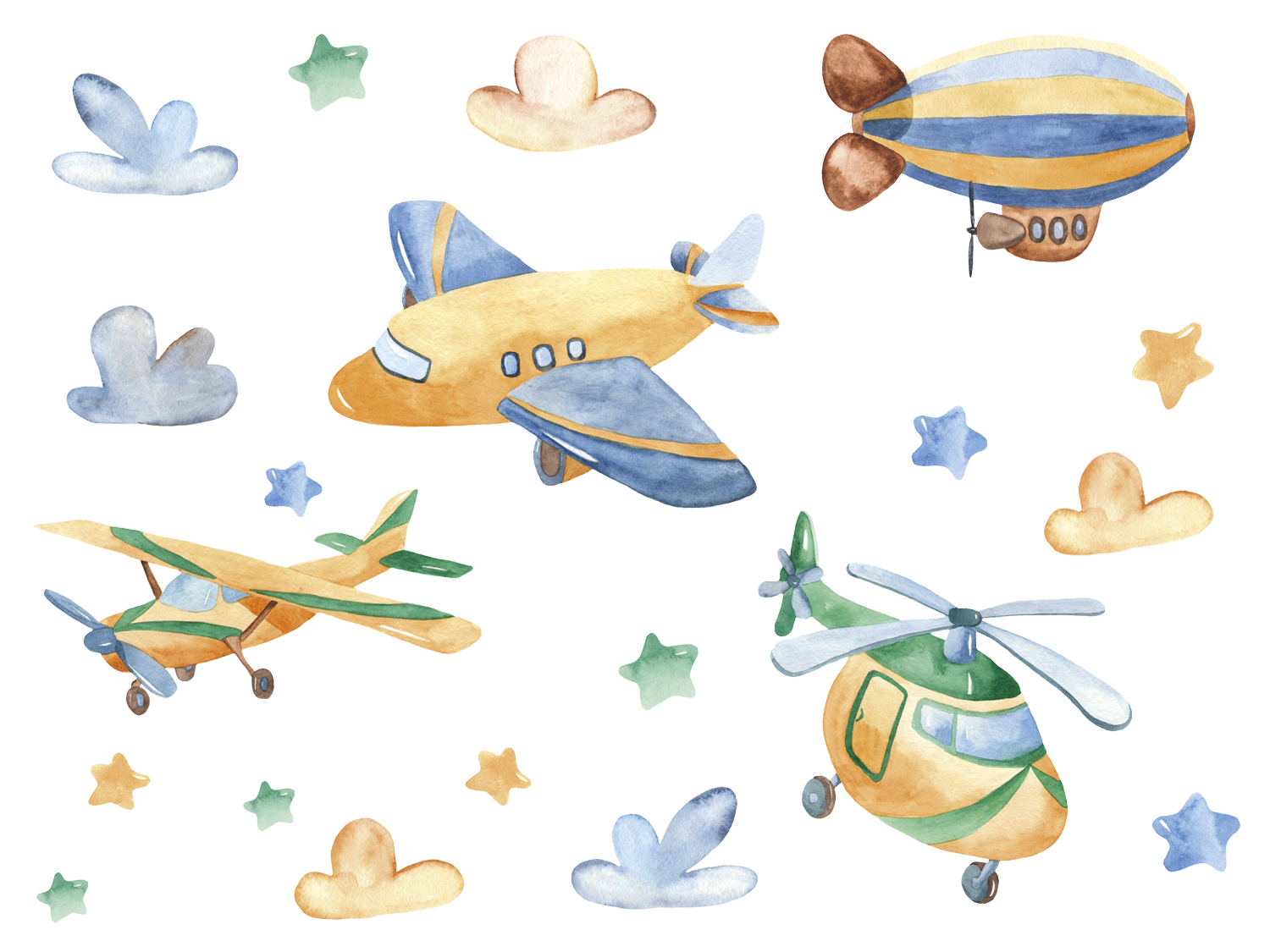 Wandtattoo Kinderzimmer Flugzeuge Wandaufkleber Wolken Wandsticker Set Jungen
