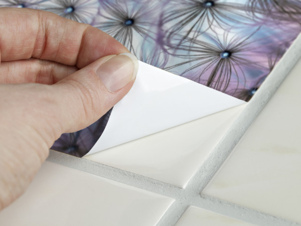 Fliesenaufkleber Bad Küche Blumen Rosa Lila, 15x20cm oder 20x25cm