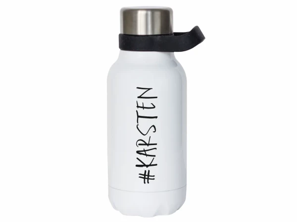 Thermosflasche mit Henkel - Hashtag - Trinkflasche personalisiert mit Namen