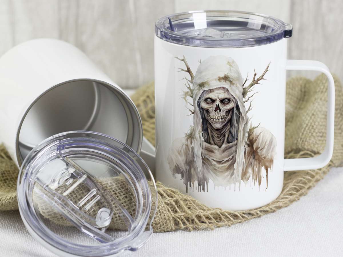 Halloween Keramikbecher Mit Deckel | Geist Tasse 400ml Für Grusel-Partys