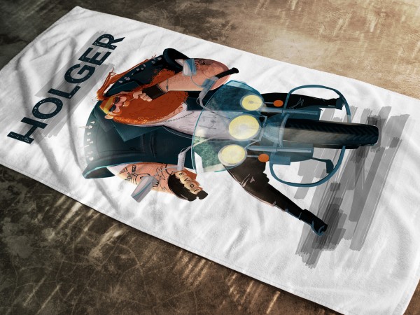 Handtuch personalisiert mit Namen -für Männer Biker Motorrad - Strandtuch Pooltuch
