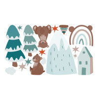 Vorschau: Wandtattoo Bären, Bäume & Regenbogen Vorschau: Wandtattoo Bären, Bäume & Regenbogen