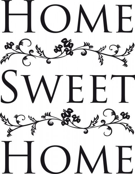 Wandtattoo Sprüche Home Sweet Home Schriftzug mit Verzierung