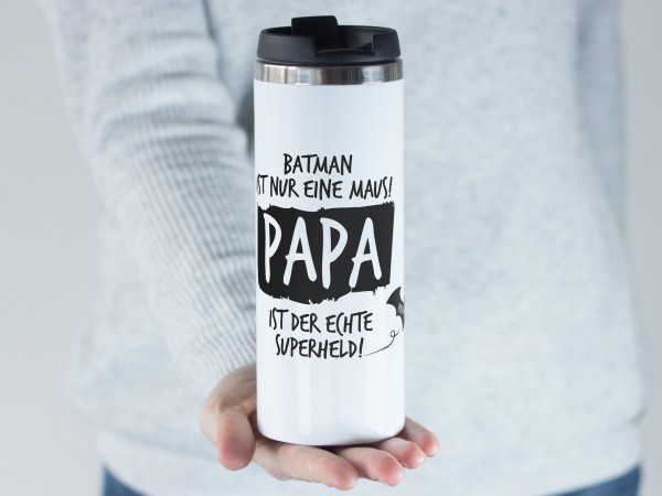 Thermobecher Papa ist Superheld, Geschenk für Väter, Coffee to go Becher