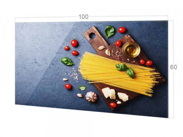 Spritzschutz Küche Glas Pasta mit Tomaten in Grau