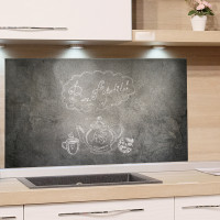 Spritzschutz aus Glas Buon Apetito Steinmauer grau Beispiel in der Küche