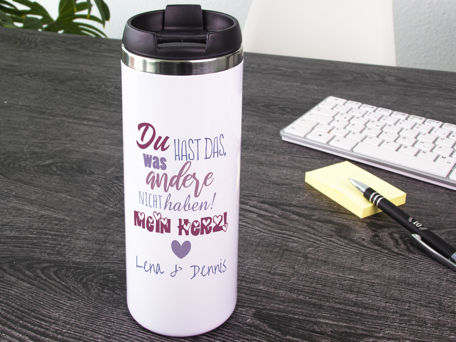 Thermobecher personalisiert mit Namen und Spruch für Verliebte