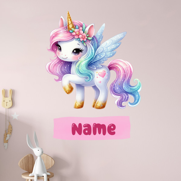 Wandtattoo Einhorn mit Namen personalisiert