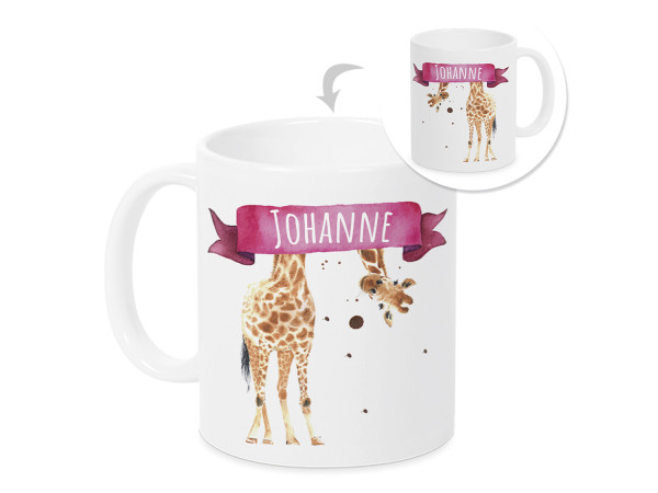 Tasse mit Namen Kinder, personalisiertes Geschenk Weihnachten Geburtstag, als Geschenkidee, Becher, lustige Giraffe