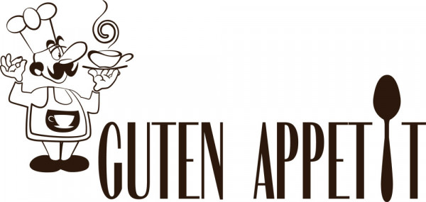 Wandtattoo Spruch Guten Appetit mit einem Koch