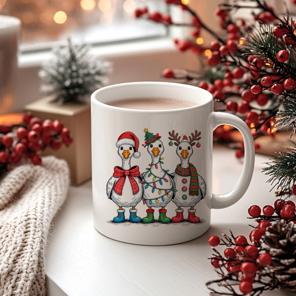 Süße Weihnachtstasse mit Enten-Motiv