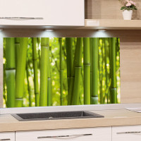 Spritzschutz aus Glas Bambus Wald Natur grün Beispiel in der Küche
