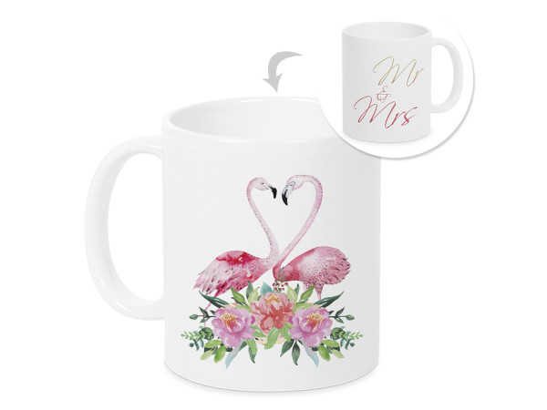 Tasse Verliebte Flamingos Mr & Mrs