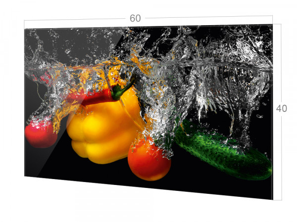 Spritzschutz Küche Glas Gemüse im Wasser, Sprizer Schwarz
