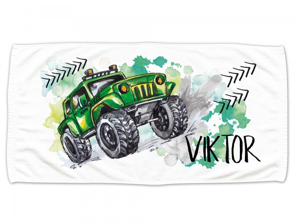 Kinder Handtuch Monstertruck, mit Wunschname