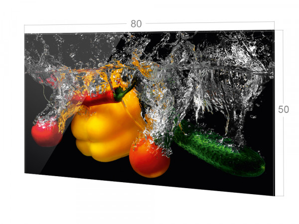 Spritzschutz Küche Glas Gemüse im Wasser, Sprizer Schwarz