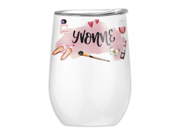 Weinbecher, Mädelsabend, Beauty, Girl, Makeup, personalisiert mit Namen, Tumbler, Edelstahlbecher, t