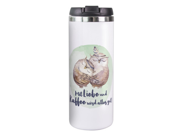 Thermobecher mit Eulen, Coffee to go Becher Mit Liebe und Kaffee