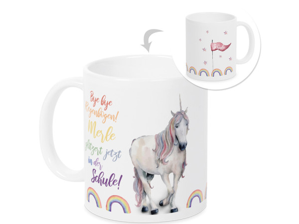 Personalisierte Tasse - Geschenk Einschulung Mädchen mit Einhorn