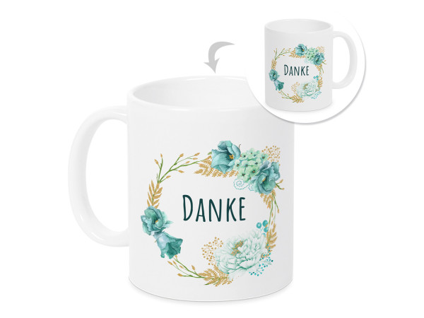 Tasse Danke mit Blumen Dankeschön für alles