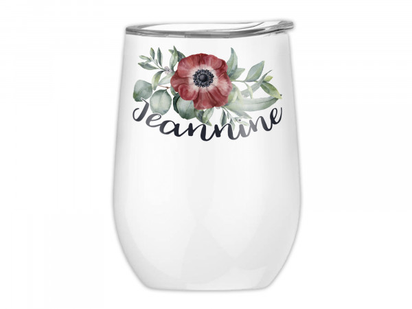 Weinbecher, Mohnblume und Name, personalisiert, Tumbler, Edelstahlbecher, to Go, mit Deckel,Thermo