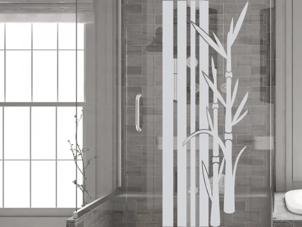 Fensterfolie für Badezimmer Bambus Streifen Pflanzen