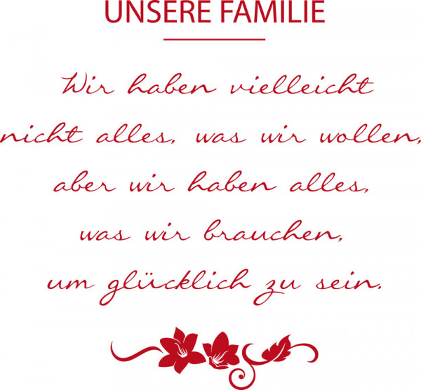 Wandtattoo Unsere Familie mit Blumen