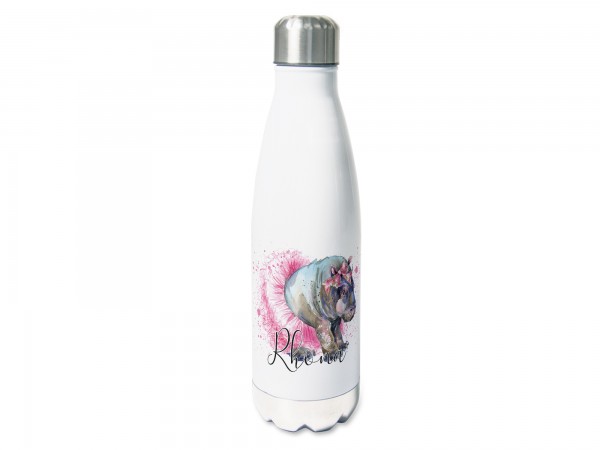 Trinkflasche personalisiert mit Namen für Mädchen, Nilpferd im Ballerina Tutu
