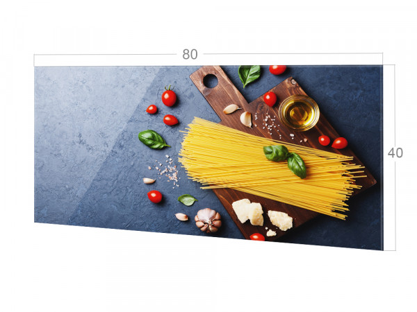 Spritzschutz Küche Glas Pasta mit Tomaten in Grau