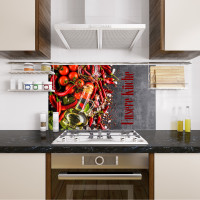 Vorschau: Spritzschutz Unsere Küche mediterran Chili Tomaten Fliesenspiegel für Fliesen Vorschau: Spritzschutz Unsere Küche mediterran Chili Tomaten Fliesenspiegel für Fliesen