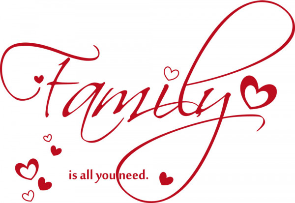 Wandtattoo Familie für Wohnzimmer Spruch Family Herzen