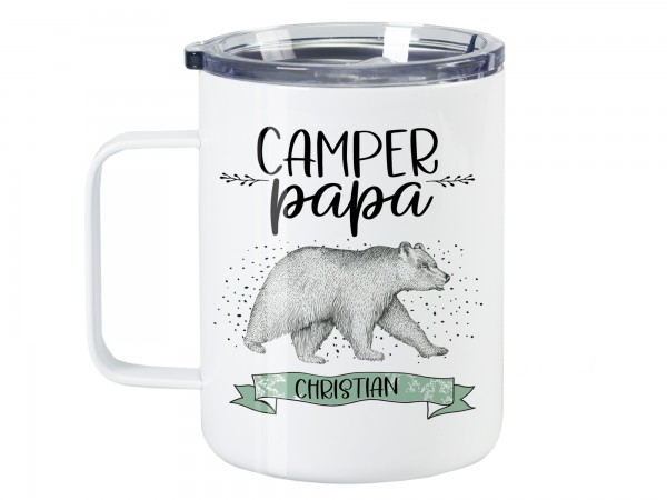 Thermo Tasse Wanderbecher mit Wunschname - Camper Papa - Mama - Mini