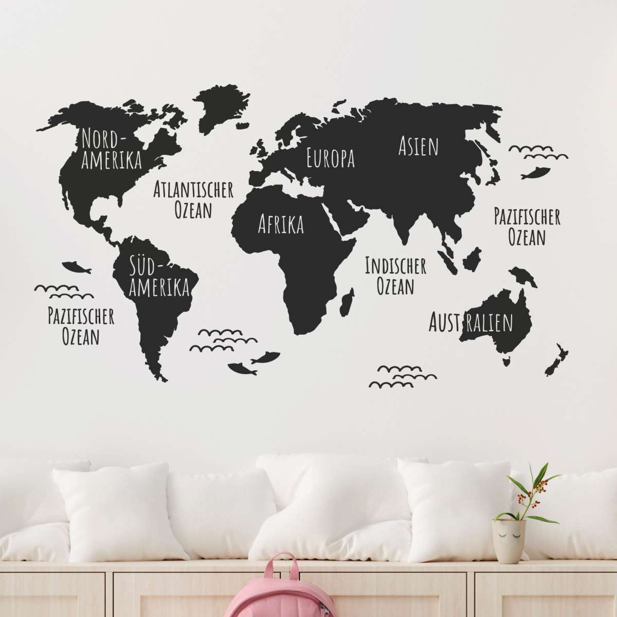 Wandtattoo Schlafzimmer Mit Mond & Sternen - Selbstklebend 34x57 Cm