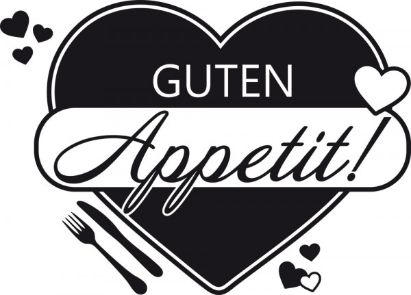 Wandtattoo Guten Appetit Herzen Gabel