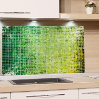 Spritzschutz aus Glas Mosaik grün gelb Musterung Beispiel in der Küche 1