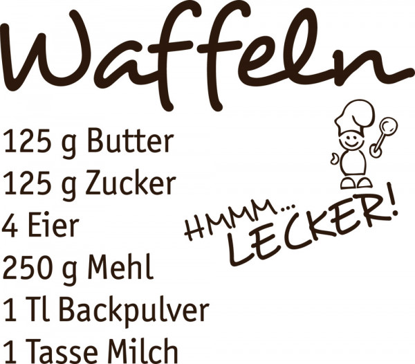 Wandtattoo Küche Rezept Waffeln mit lustigem Koch