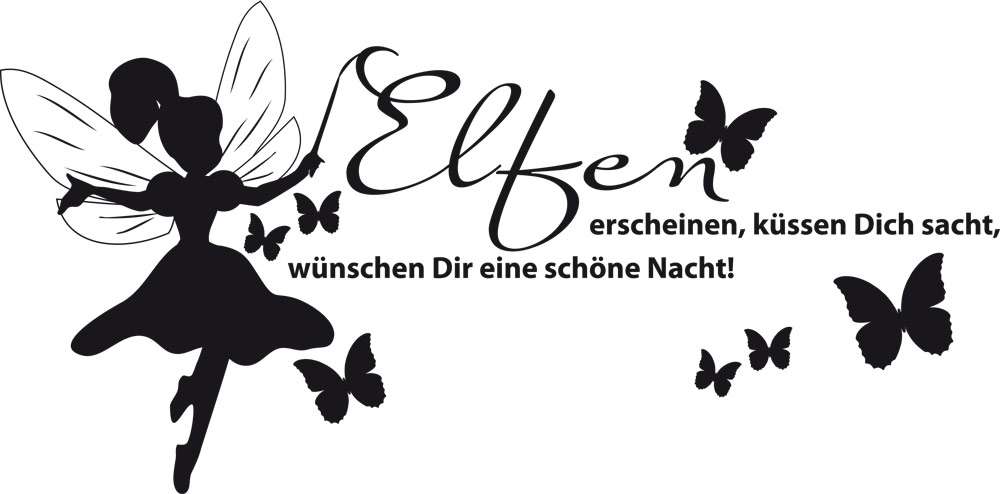 Charmantes Wandtattoo für das Kinderzimmer Elfe mit schönen Spruch